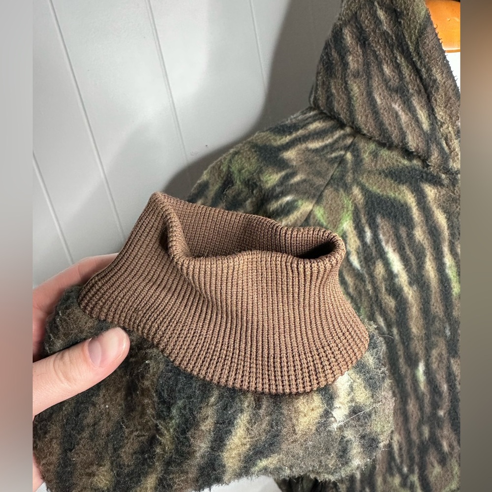 Vintage Cabelas 80’s Tree Bark Camo Full Zip Fleece Jacket w/ Hood - Picture 11 of 12